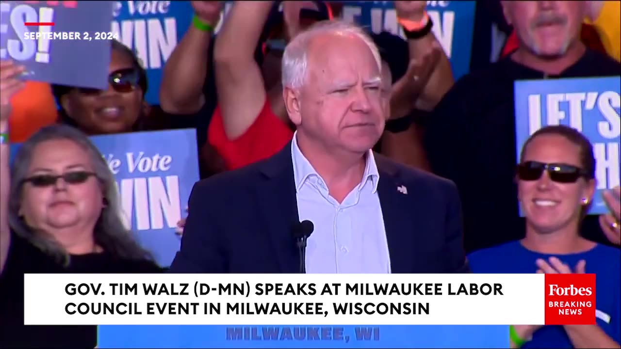 'The Blue Wall Stands Firm': Tim Walz Celebrates Union Protections During Milwaukee Rally