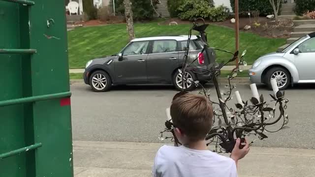 Kid Shatters Chandelier Trying To Throw It In Dumpster