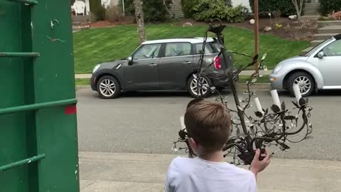 Kid Shatters Chandelier Trying To Throw It In Dumpster