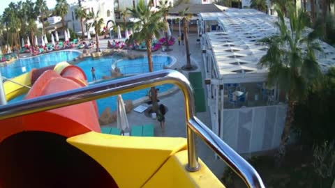 Rest Sharm El Sheikh 2020. Parasailing over the water jumping from a slide into the water