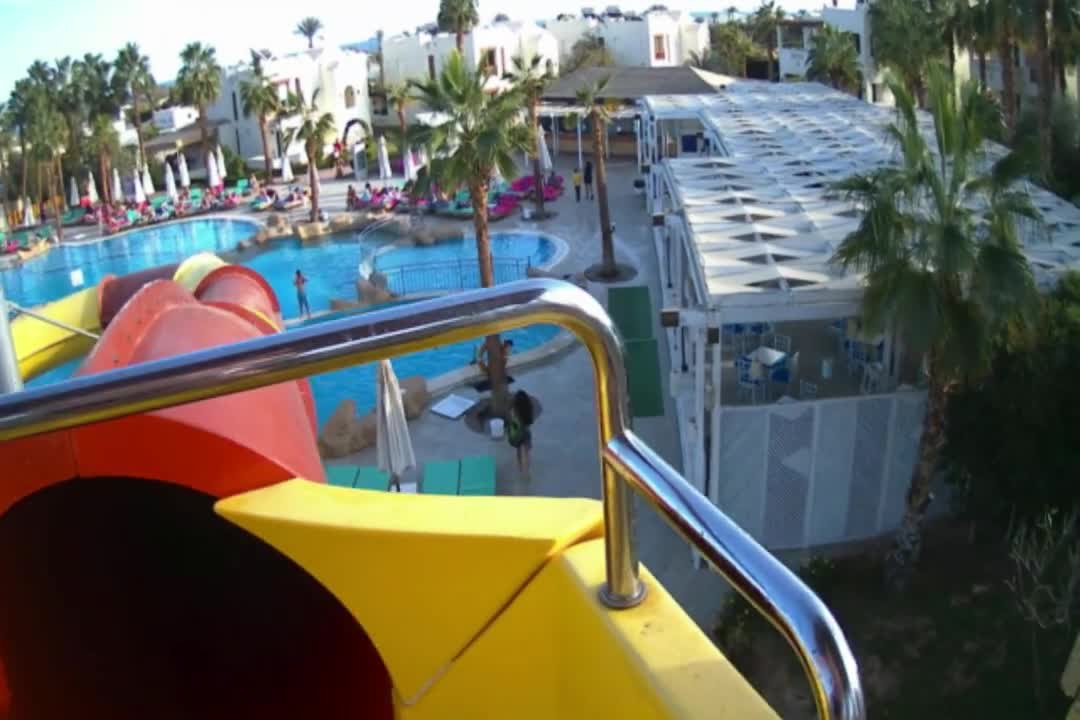 Rest Sharm El Sheikh 2020. Parasailing over the water jumping from a slide into the water