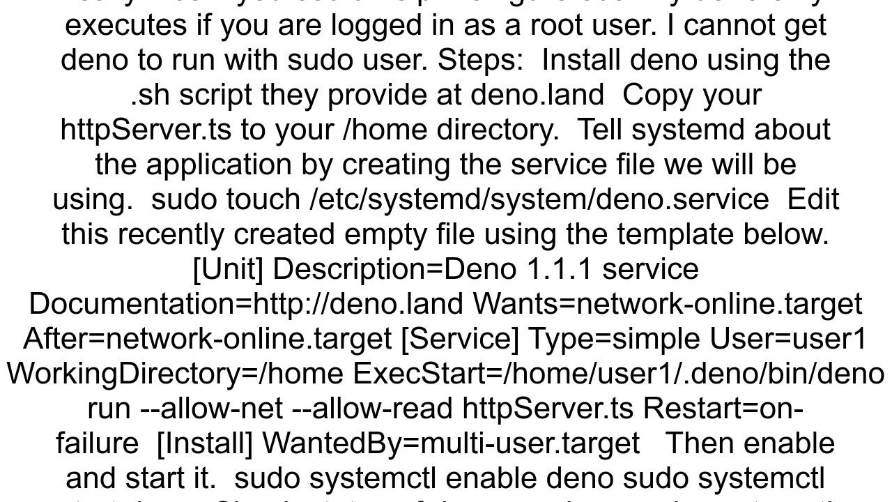 Deno as Linux systemd service How