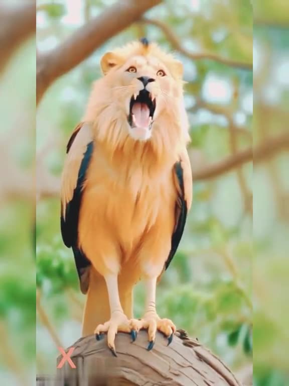 Beautiful bird entirely in a lions shape