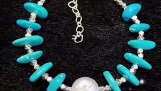 GN-20241021-02 natural Sterling treatment Turquoise High Quality Natural Pearl S925 Silver Handmade