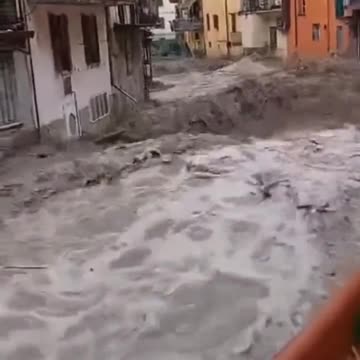 Massive floods due to extreme rain fall in the Porretta Terme of Bologna, Italy
