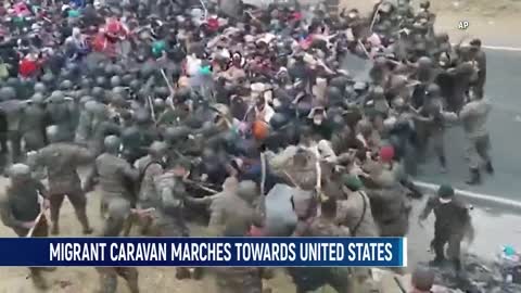 9,000 Member Migrant Caravan On Their Way To The United States Clashes With Guatemalan Police