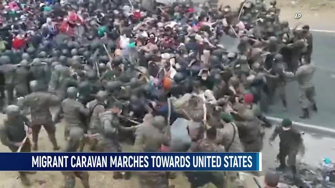 9,000 Member Migrant Caravan On Their Way To The United States Clashes With Guatemalan Police