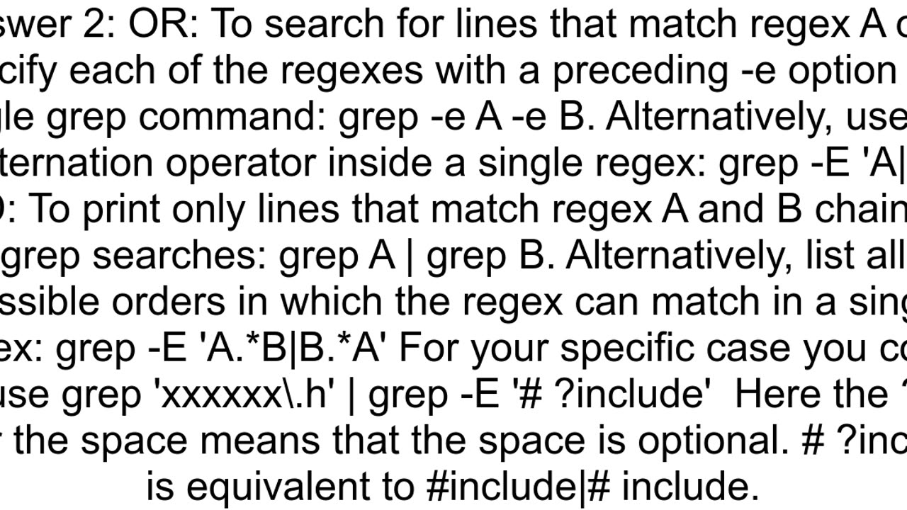 Grep command with multiple patterns