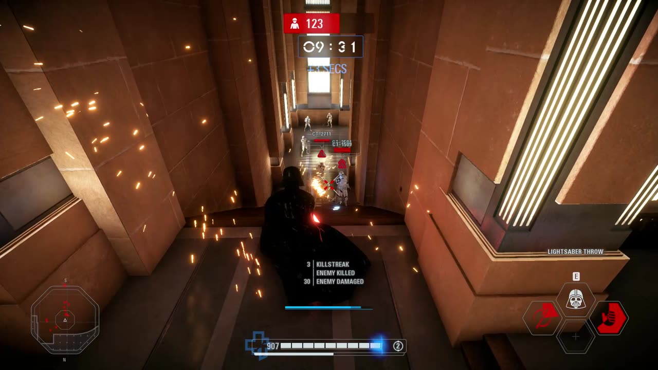 SWBF2 2017: Arcade Onslaught Darth Vader Naboo: Palace Hanger Gameplay