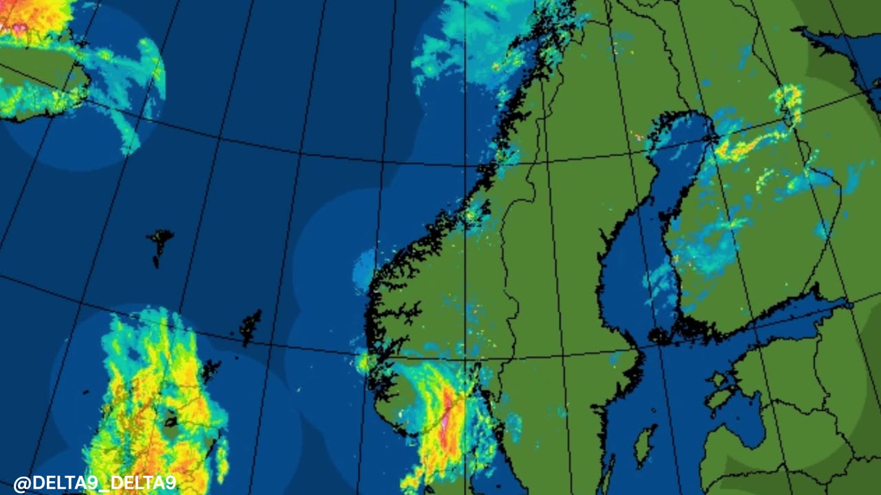 straight line pulses shooting out and manipulating the weather over Europe 18.10.24