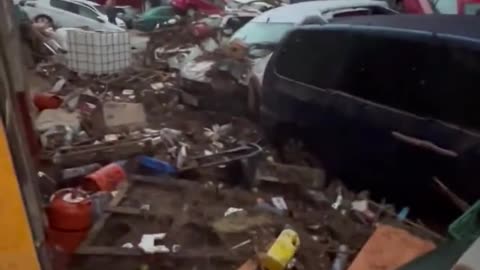 Scene From The Aftermath Of The Devastating Flood In Alfafar, Valencia Province, Spain