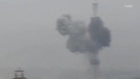 Ukraine_ moment Kyiv TV tower hit by missile in latest attack