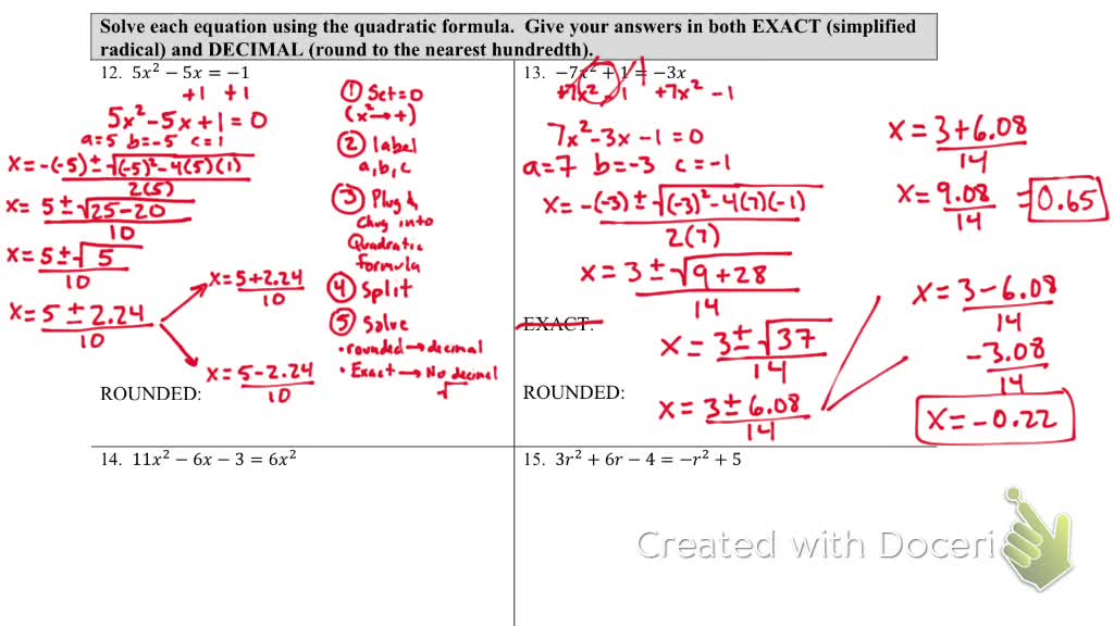 Solving Quadratics part 3