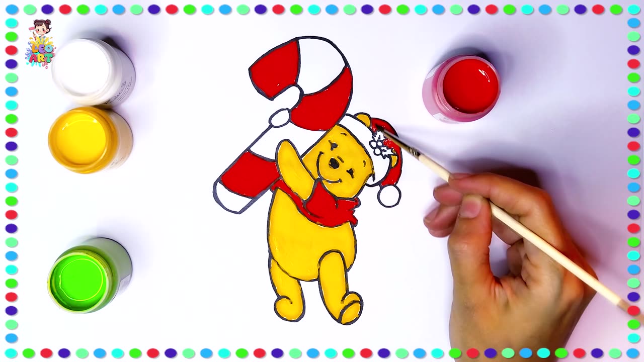 Glittery Christmas Pooh Painting for Kids: A Fun Holiday Art Tutorial for Ages 6-8!