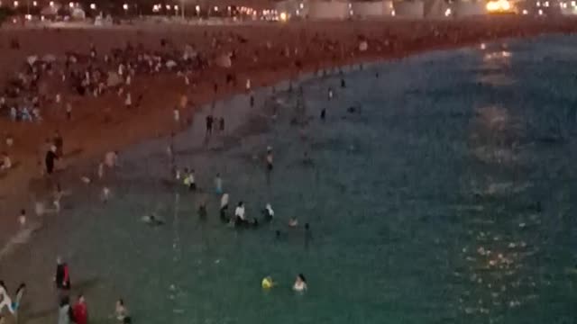 Beach and sea in the Moroccan city of Safi at night