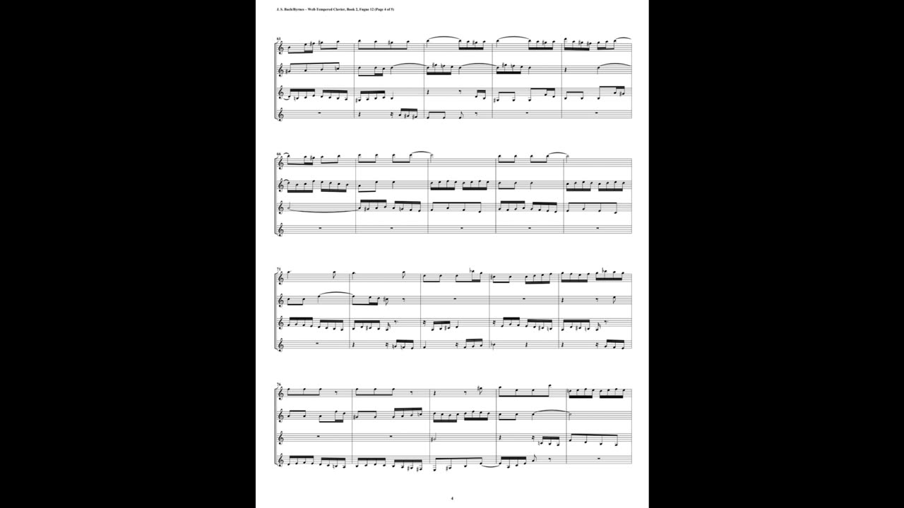 J.S. Bach - Well-Tempered Clavier: Part 2 - Fugue 12 (Clarinet Quartet)