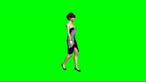 woman walks 2 - green screen effect