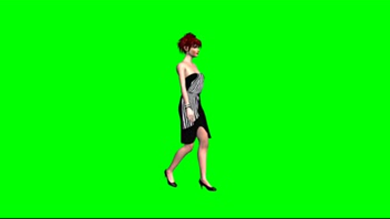 woman walks 2 - green screen effect