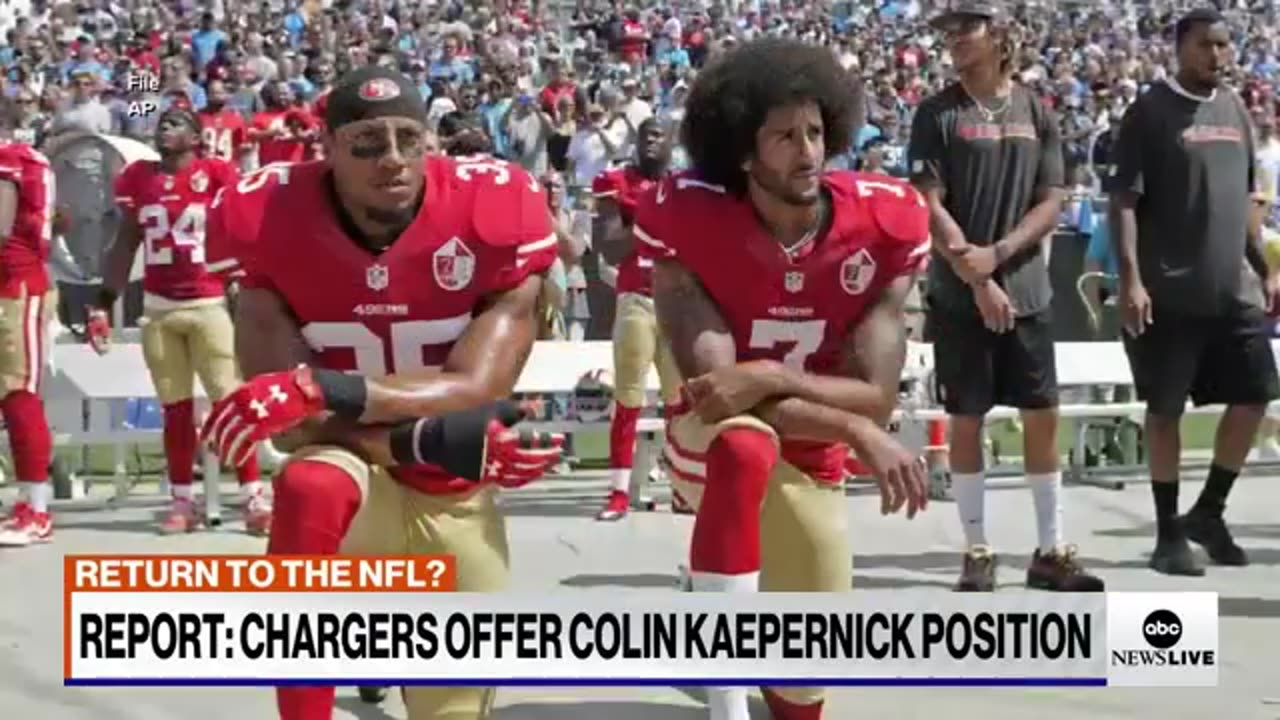 LA Chargers reportedly offer Colin Kaepernick coaching position