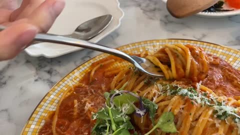 Spaghetti in korean restaurant