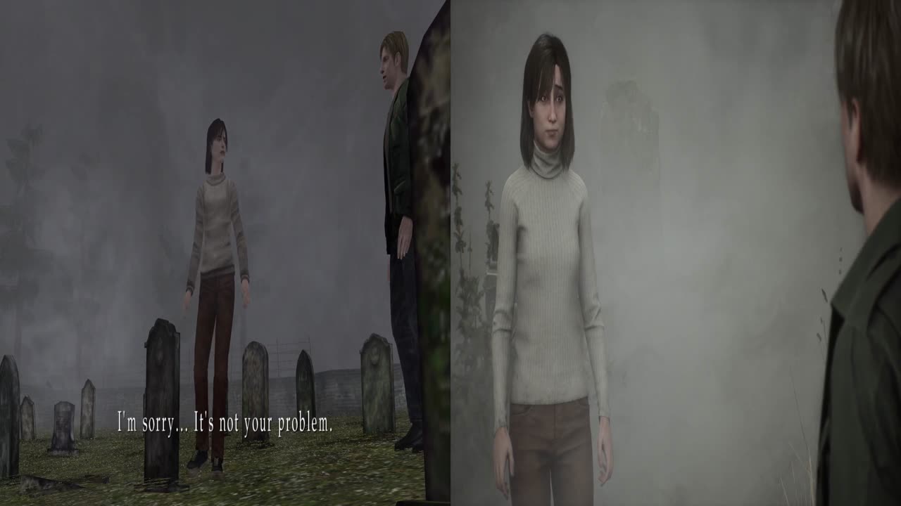 The opening of the original Silent Hill 2 compared to the Silent Hill 2 Remake