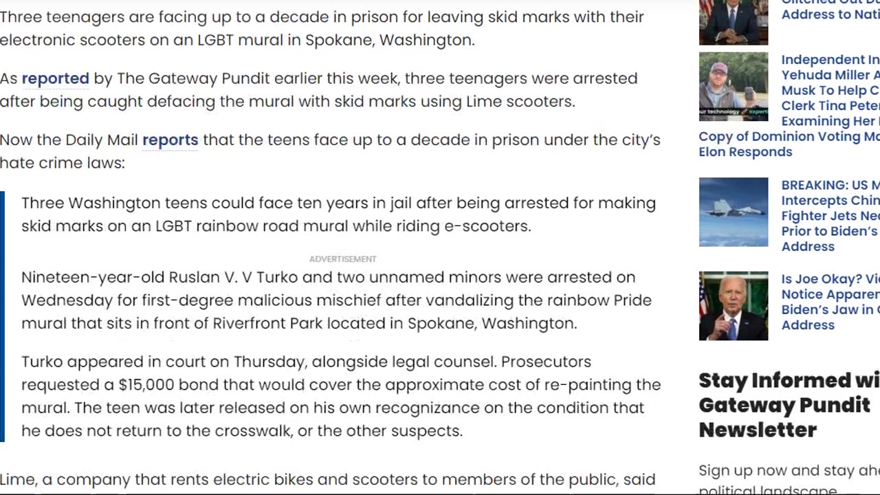 Teens Face 10 Years For Making Skid Marks On A LGBT Rainbow Road Mural With Electronic Scooters