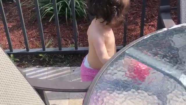 Mila on the loose in the backyard