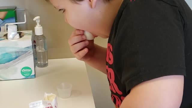 This is how he takes his medicine