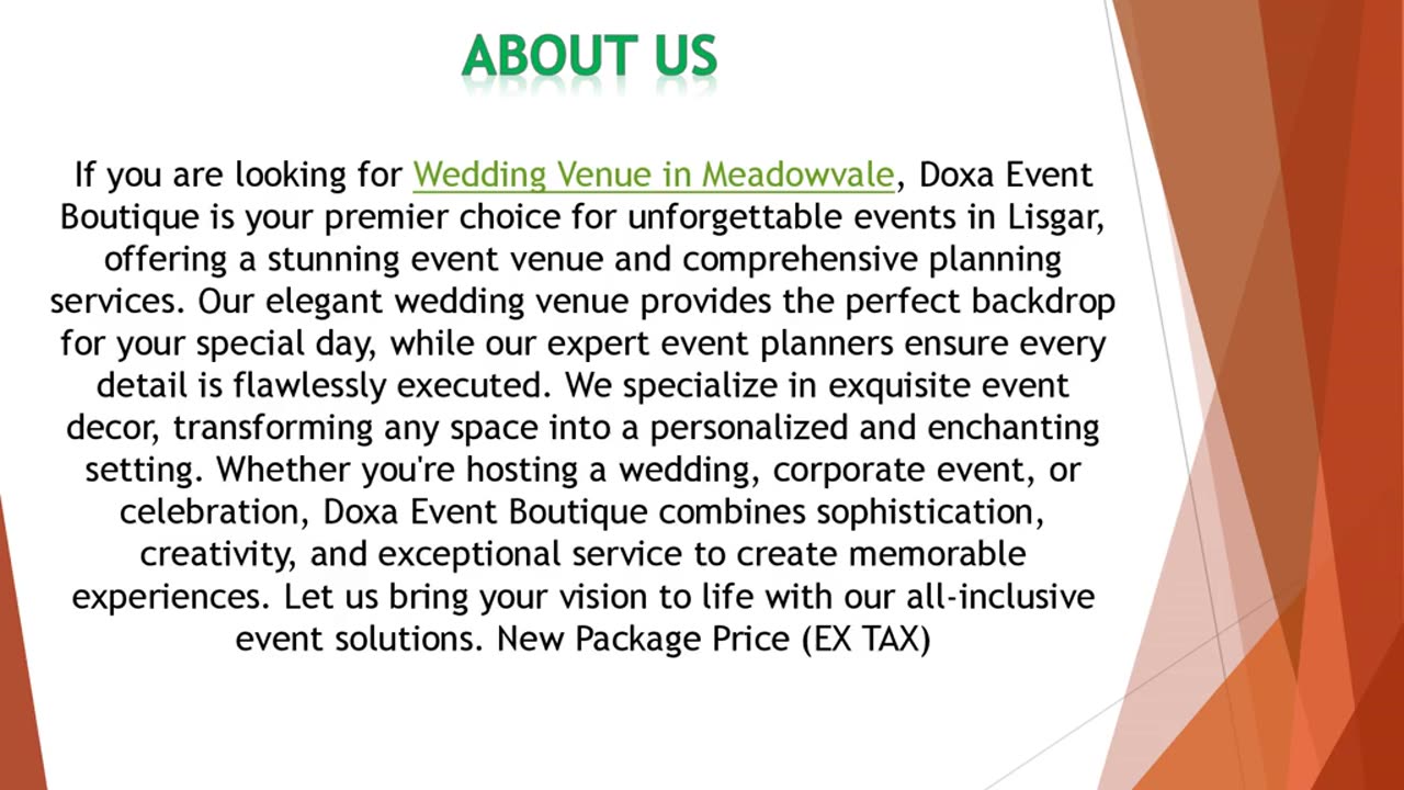 If you are looking for Wedding Venue in Meadowvale