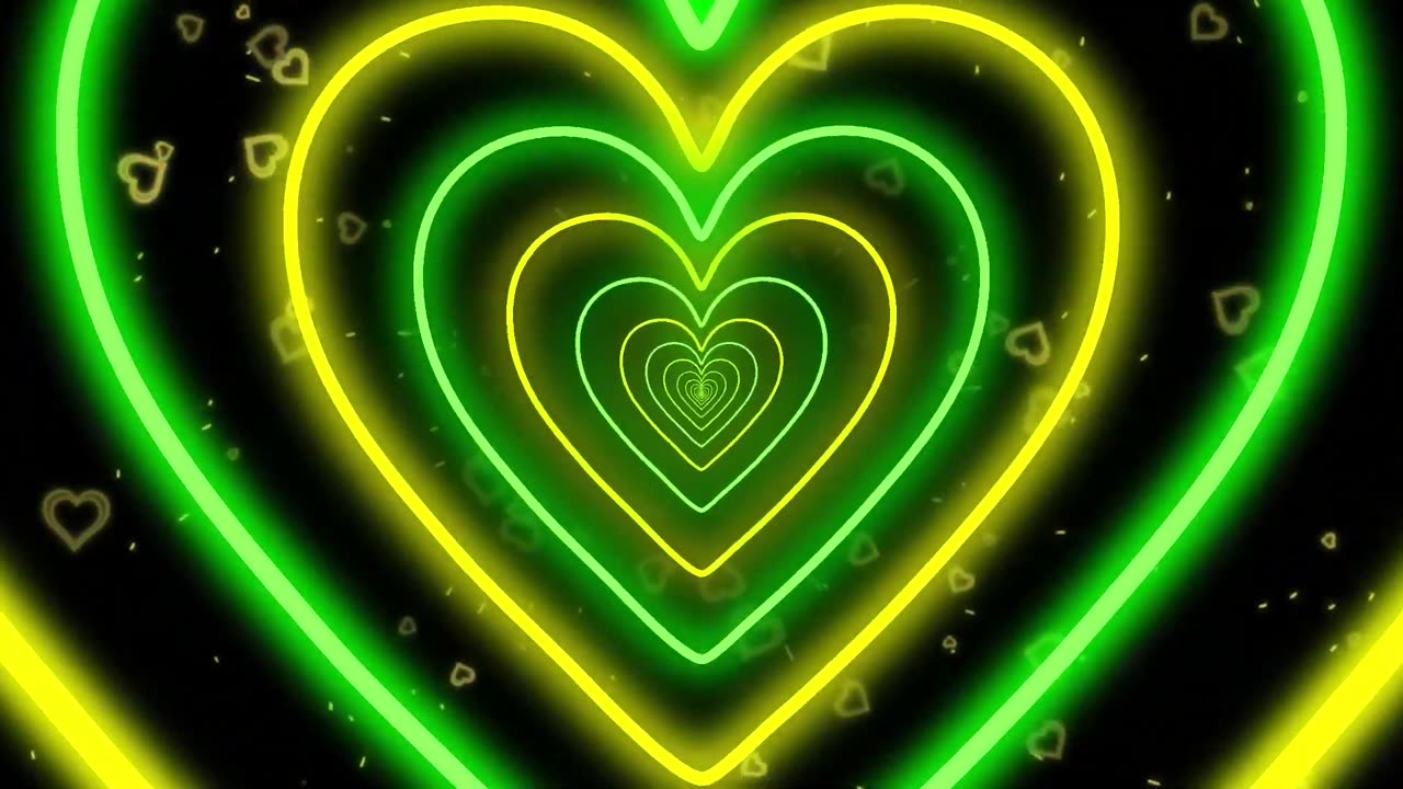 993. Yellow Green heart tunnel loop TV BACKGROUND 💚 💛 4H abstract wallpaper