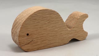 Wood Toy Whale Blank Cutout, Handmade, Unfinished, Freestanding, Chunky, and Stackable