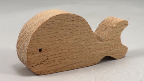 Wood Toy Whale Blank Cutout, Handmade, Unfinished, Freestanding, Chunky, and Stackable