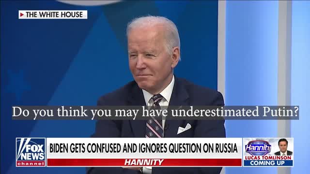 Hannity reports on Buyden's response to Putin Q during presser.
