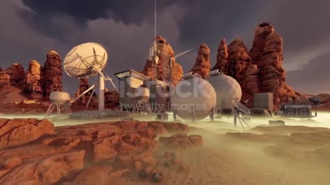 A complex of buildings on the space planet