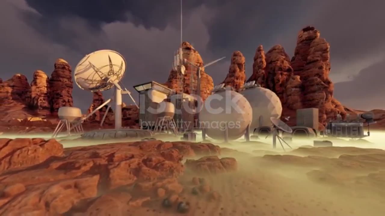 A complex of buildings on the space planet