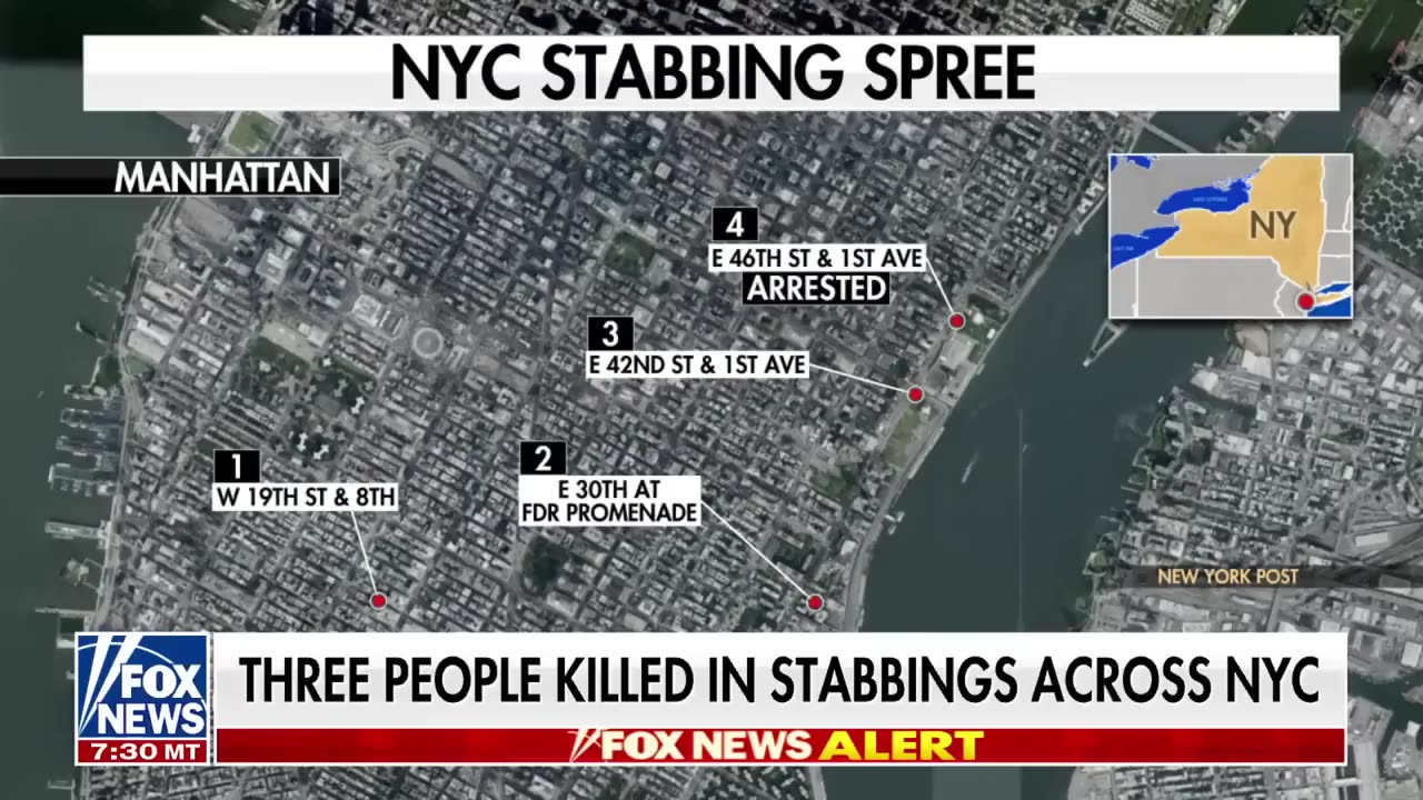 NYC homeless man carries out serial stabbing spree killing 3 people