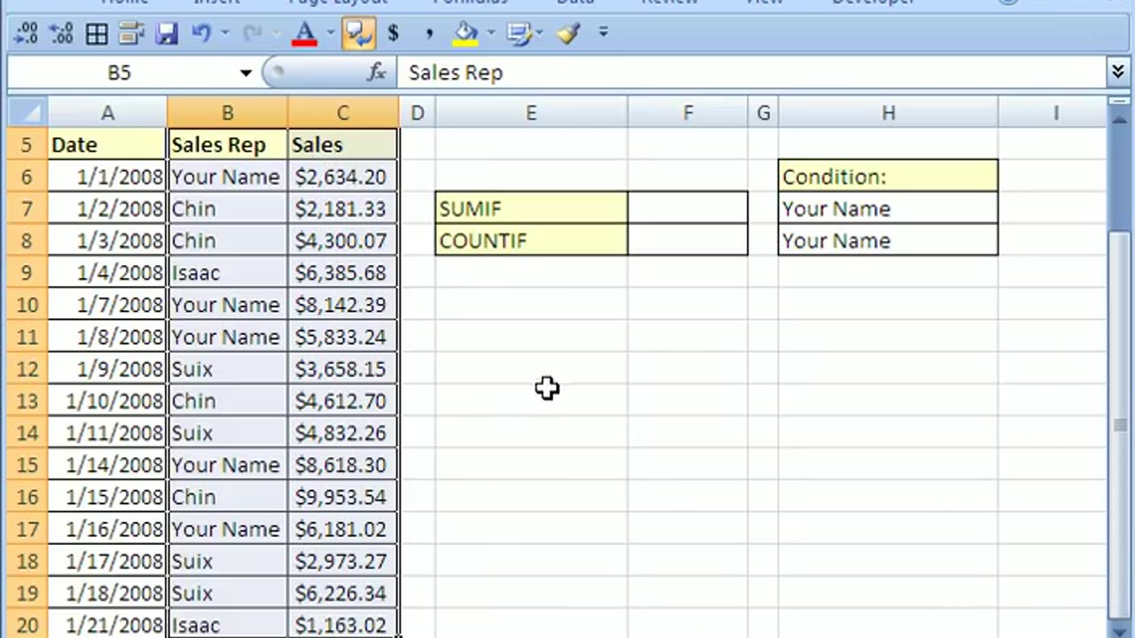 Excel Magic Trick #13_ SUM or COUNT only certain items! SUMIF COUNTIF functions