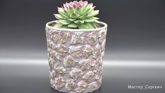 Stone pot for a stone rose. Super realistic imitation stone, DIY decor.mp4