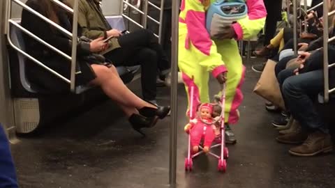 Donald trump outfit yellow and pink with baby