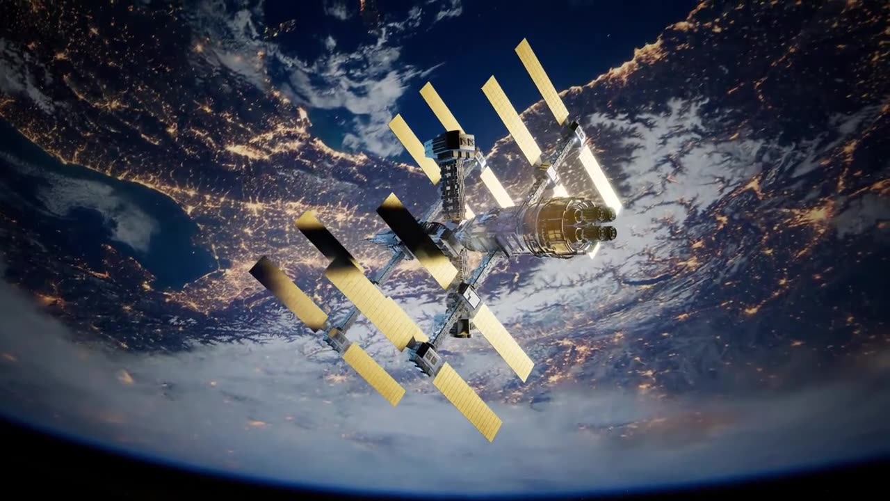 Space Satellites orbiting the Earth Multiple