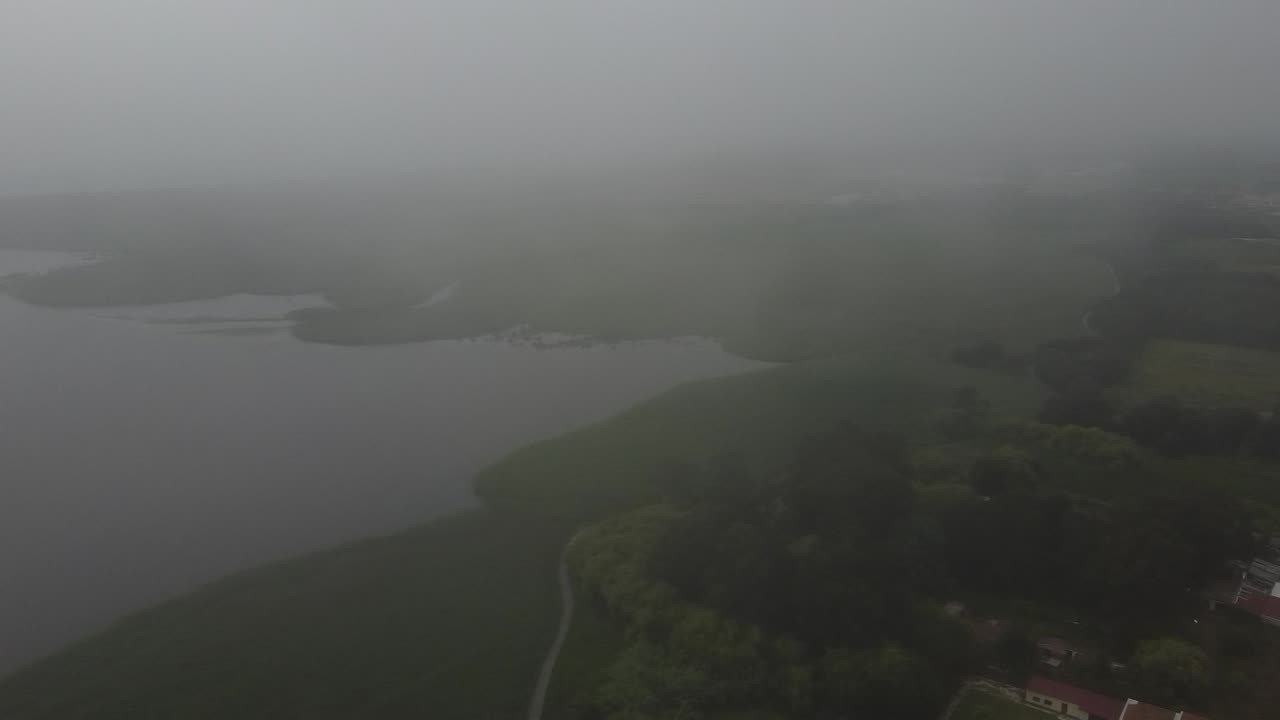 Barrinha em dia de forte nevoeiro