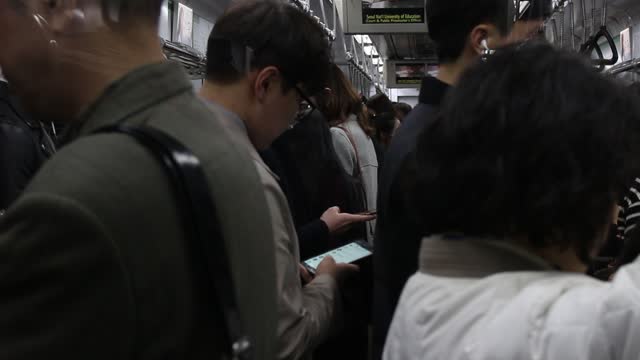 In 2018, inside the subway in Korea,