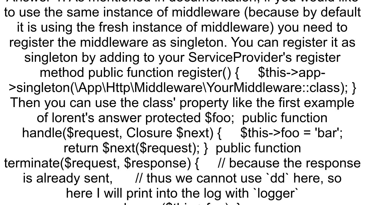 Send variable to terminate in middleware