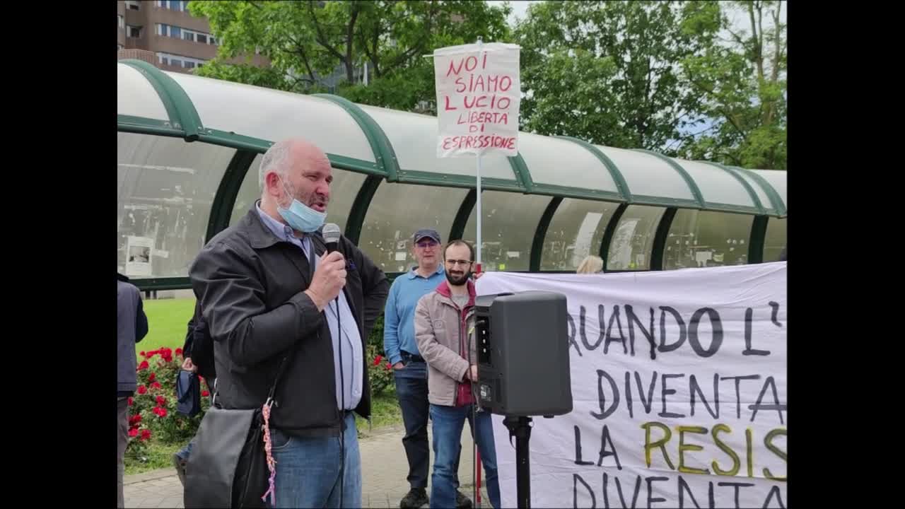 Intervento di Lucio Basso alla manifestazione davanti all'ospedale di Bassano del Grappa