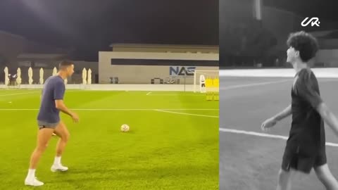 Cristiano Jr. dares to challenge me… with a freekick!