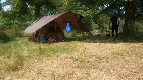 Tent and tarp riverside wildcamping. Aug 2022