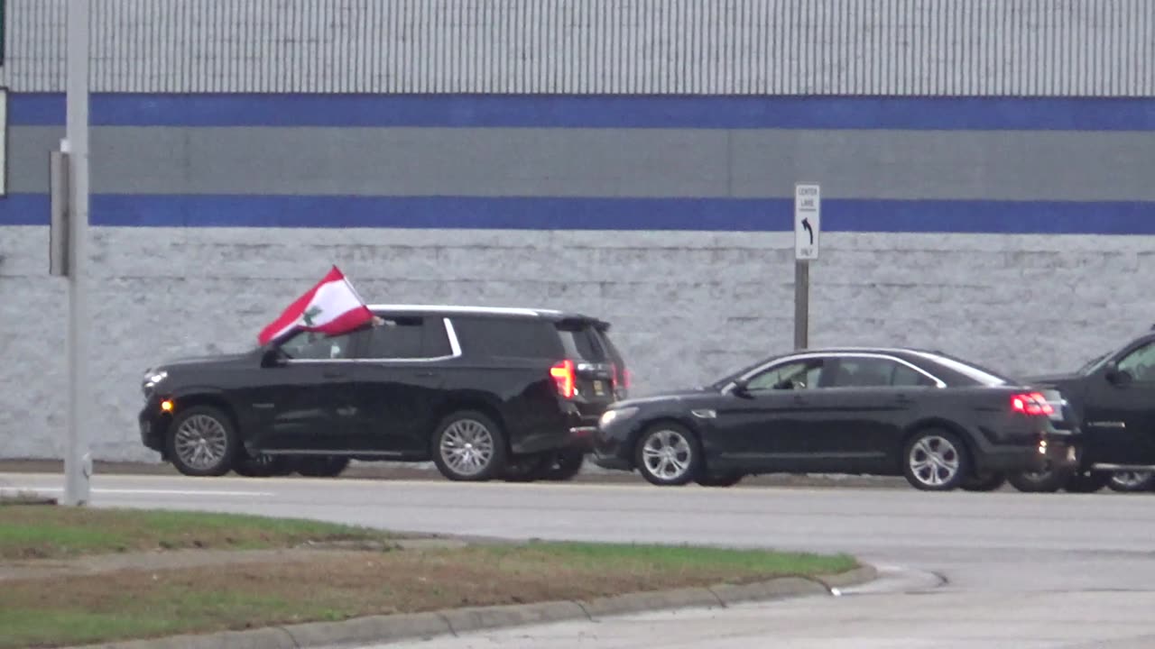 Tail End Of Cars Beeping With Palestinian & Lebanese Flags, Dearborn & Dearborn Heights, MI, 9/29/24