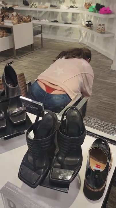 Red Thong Slip at the Shoe Store