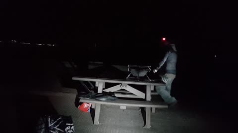 Setting up the shot to film at night. By the solent sea11th Oct 2022