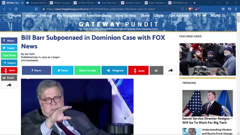 Bill Barr Subpoenaed in Dominion Case with FOX News